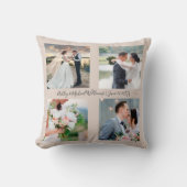 Coussin 4 Nom photo Date Photo Collage Mariage Keepsaké (Recto)