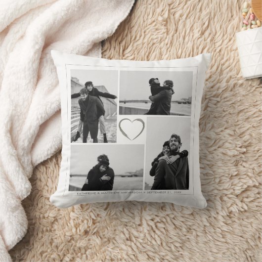 Coussin 4 photos Collage Anniversaire de mariage Nom & Dat (Couverture)