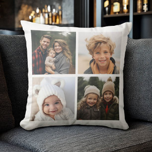 Coussin 4 photos en collage - Moderne, minimalisme blanc