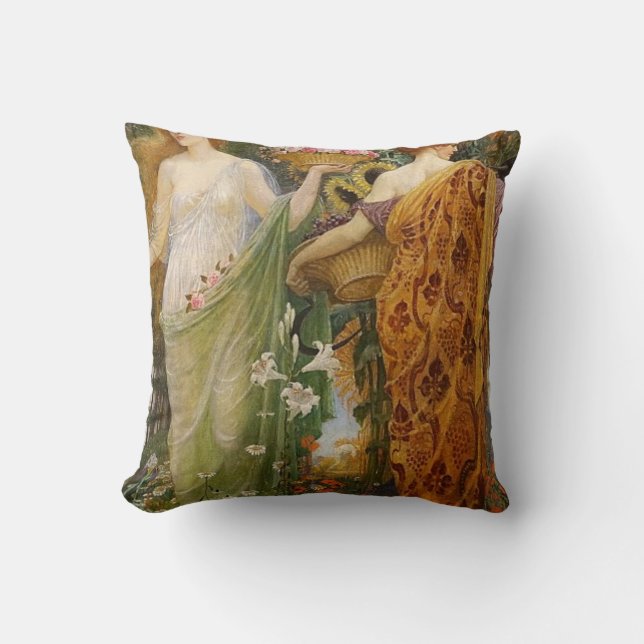 Coussin 4 Saisons Par Walter Crane (Recto)
