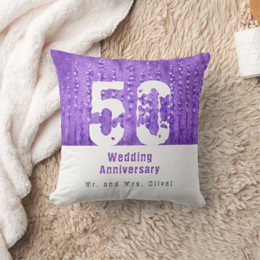 Coussin 50 ans de mariage Lilas Lupines (Couverture)