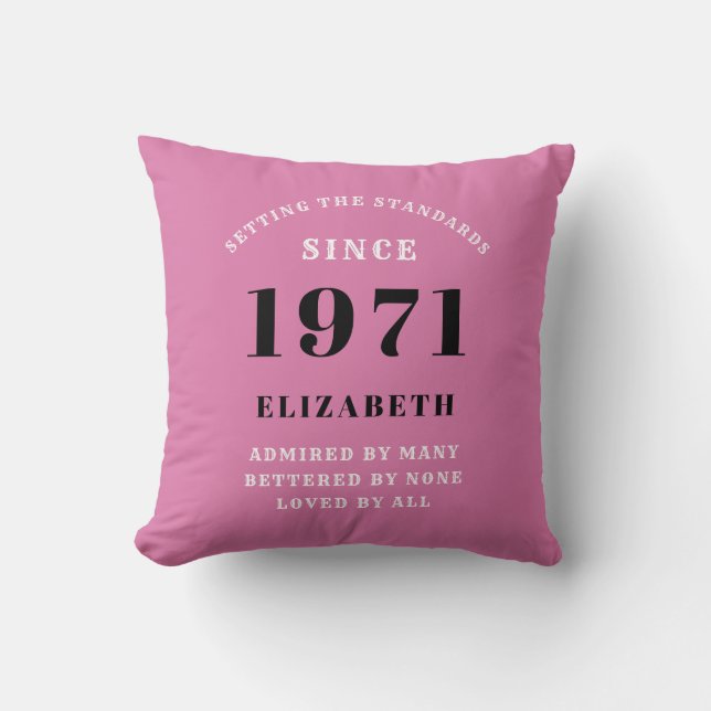 Coussin 50e anniversaire 1971 Pink Black pour sa personnal (Recto)