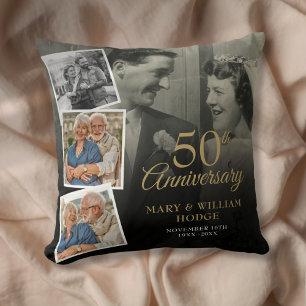 Coussin 50e anniversaire de mariage 5 photos en collage