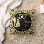 Coussin 50e Anniversaire de Mariage Couple Or Paillettes (Couverture)