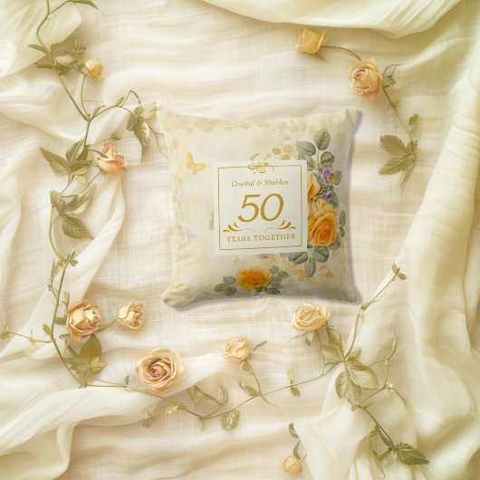 Coussin 50e anniversaire de mariage de noces d'or