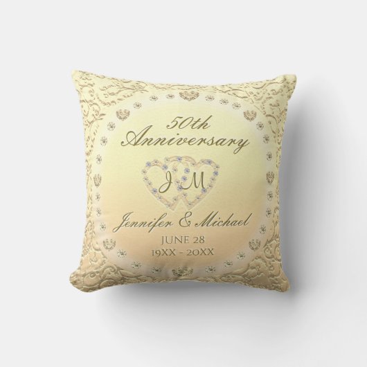 Coussin 50e anniversaire de Mariage d'or (Recto)