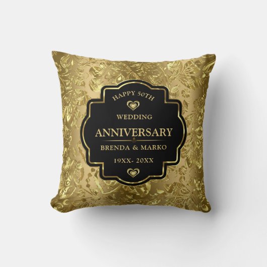 Coussin 50e anniversaire de mariage d'or (Recto)