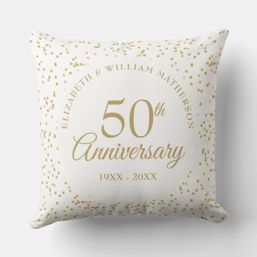 Coussin 50e anniversaire de Mariage d'or Confetti (Verso)