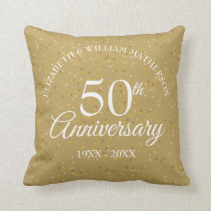 Coussin 50e Anniversaire de Mariage Noces d'Or Confettis D