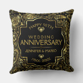Coussin 50e anniversaire de Mariage Noir et Or Design (Verso)