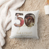 Coussin 50e anniversaire de mariage Or 2 Photos (Couverture)