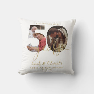 Coussin 50e anniversaire de mariage Or 2 Photos