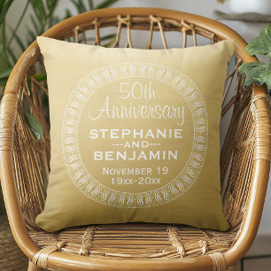 Coussin 50e Anniversaire de Mariage Or personnalisé