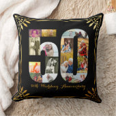 Coussin 50e Anniversaire du Mariage d'or Photo Noir & Or (Couverture)