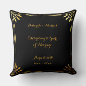Coussin 50e Anniversaire du Mariage d'or Photo Noir & Or (Verso)