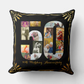 Coussin 50e Anniversaire du Mariage d'or Photo Noir & Or (Recto)