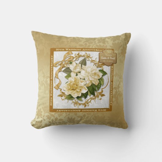 Coussin 50e anniversaire du Mariage Floral Gold (Recto)