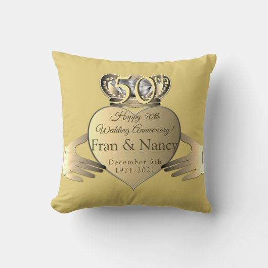 Coussin 50e anniversaire du Mariage Texte Claddaugh  (Recto)
