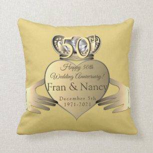 Coussin 50e anniversaire du Mariage Texte Claddaugh