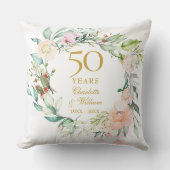 Coussin 50e anniversaire Mariage d'or Roses de photos Flor (Recto)