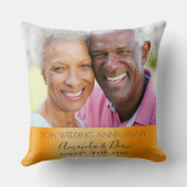 Coussin 50e anniversaire mariage photo or élégant (Verso)