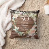 Coussin 50e anniversaire Photo Rustic Floral String Lumièr (Couverture)