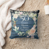 Coussin 50e anniversaire Rustic Floral String Lumières pho (Couverture)