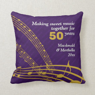 Coussin 50e Mariage GOLDEN   Sucré   Notes de musique