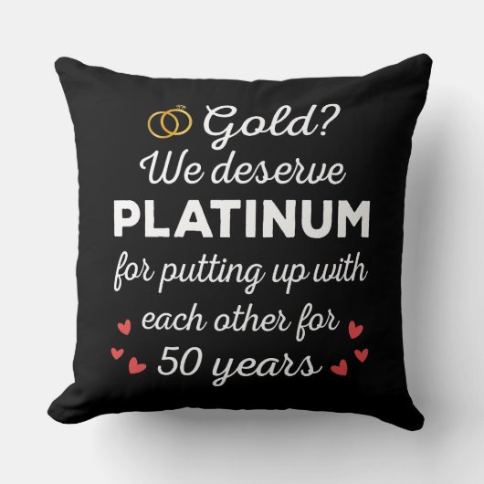Coussin 50ème anniversaire de Mariage I - Gold Funny Coupl (Recto)