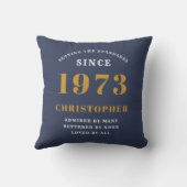 Coussin 50th Birthday Born 1973 Ajouter Nom Bleu (Verso)