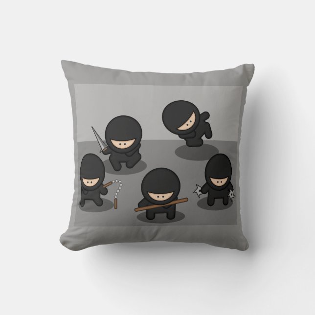Coussin 5 petits Ninjas (Recto)