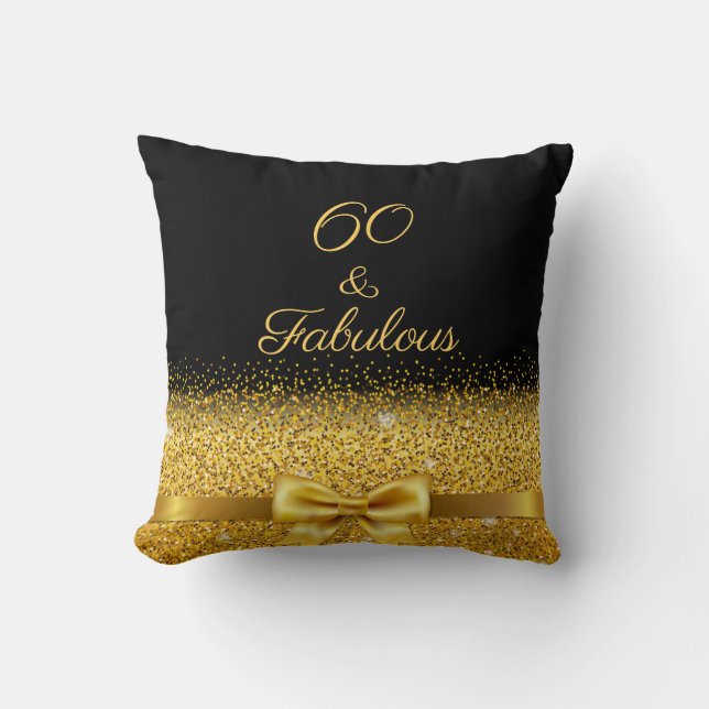 Coussin 60 anniversaire fabuleux arc en or noir (Recto)