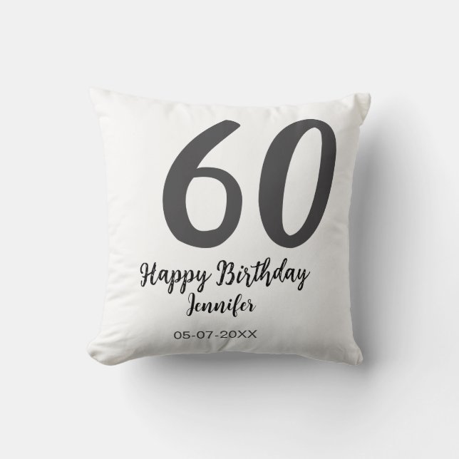 Coussin 60e anniversaire ajouter nom date année noire modè (Recto)