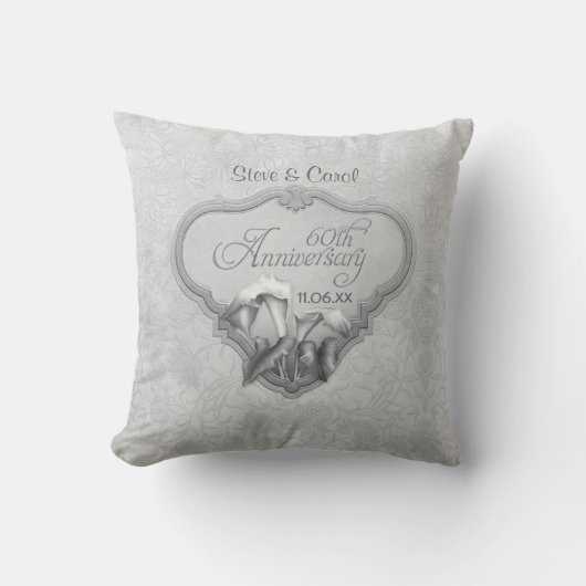 Coussin 60e anniversaire de Calla Lily Silver - Personnali (Recto)