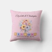 Coussin 60e anniversaire de diamant floral rose (Verso)