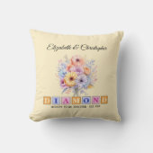 Coussin 60e anniversaire de diamant pêche florale (Recto)