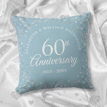 Coussin 60e anniversaire de Mariage Amour Coeurs Confetti<br><div class="desc">Personnalisez avec vos soixante ans spéciaux d'information diamantaire anniversaire en lettres chic. Conçu par Thisisnotme©</div>