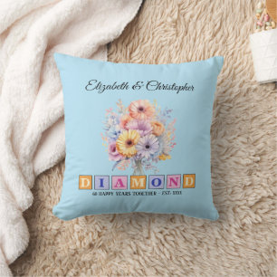 Coussin 60e anniversaire du diamant bleu floral