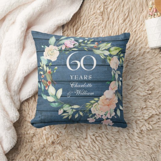 Coussin 60e anniversaire du Mariage diamant Rustique Flora (Couverture)