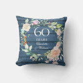 Coussin 60e anniversaire du Mariage diamant Rustique Flora (Recto)