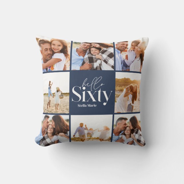 Coussin 60e anniversaire marine moderne photo collage simp (Recto)