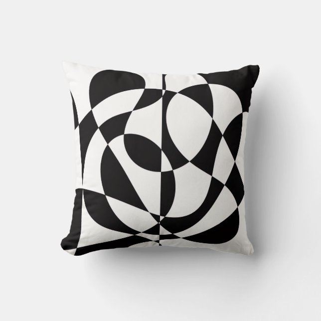 Coussin 60s Black and White Abstract (Recto)