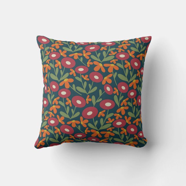 Coussin 60s Retro Summer Navy Bleu (Verso)