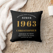 Coussin 60th Birthday Born 1963 Ajouter Nom Black Gold (Couverture)