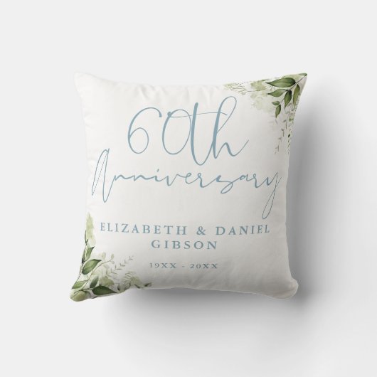 Coussin 60th Wedding Anniversary Greenery Floral (Verso)
