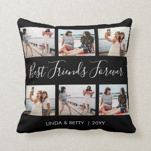 Coussin 6 Collage Photo Personnalisé Script Meilleurs Ami