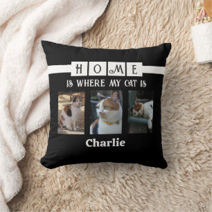 Coussin 6 photo collage amoureux des animaux noir