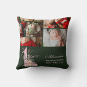 Coussin 6 Photo Rose Vert Premier Noël Bébé (Verso)