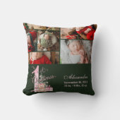 Coussin 6 Photo Rose Vert Premier Noël Bébé (Recto)