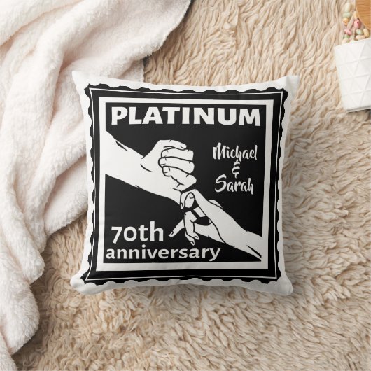 Coussin 70e anniversaire du mariage platine bleu tradition (Couverture)